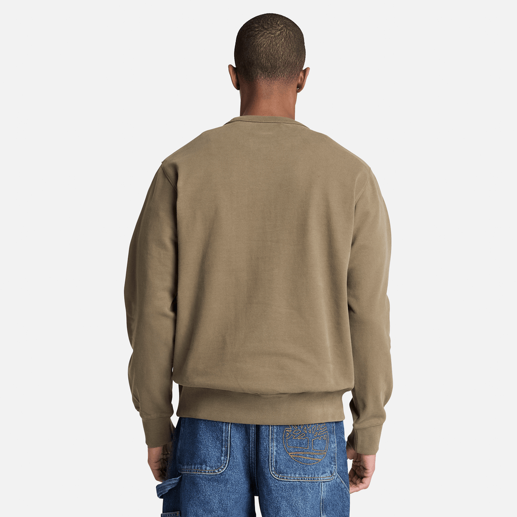 Mens Leather Patch Crew Sweatshirt TBL Dark Olive ALT8