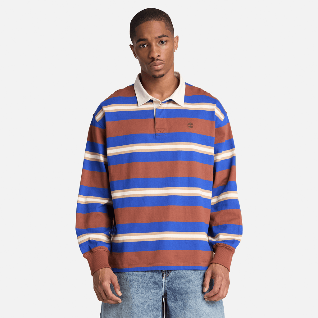 Mens LongSleeve Rugby Polo TBL Brown ALT1