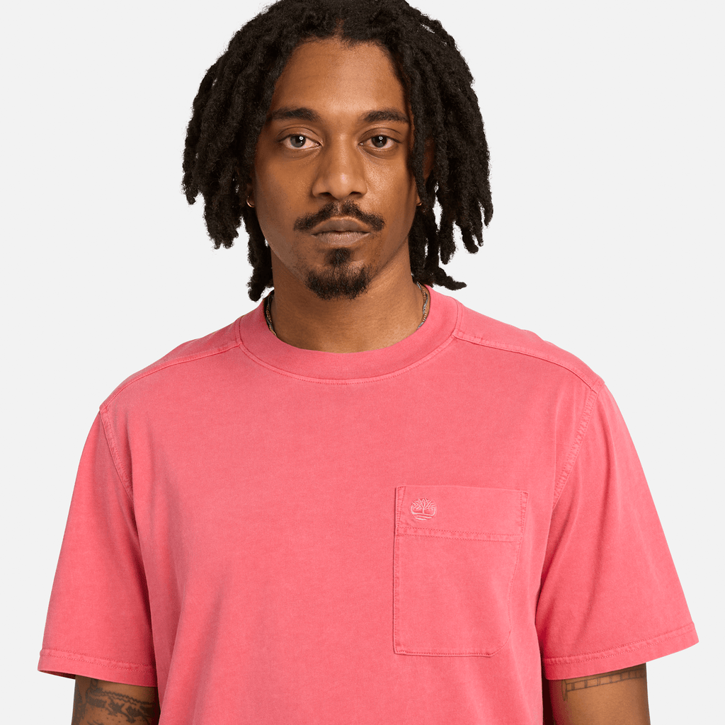 Mens Merrymack River Garment Dyed Chest Pocket TShirt TBL Berry Red ALT3