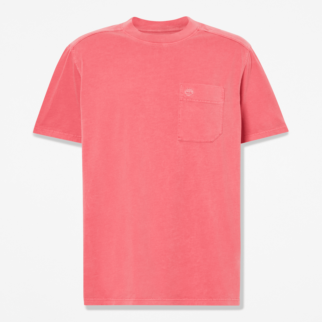 Mens Merrymack River Garment Dyed Chest Pocket TShirt TBL Berry Red HERO