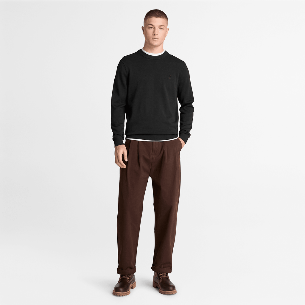 Mens Oyster River Cotton Crewneck Sweater TBL Black ALT2