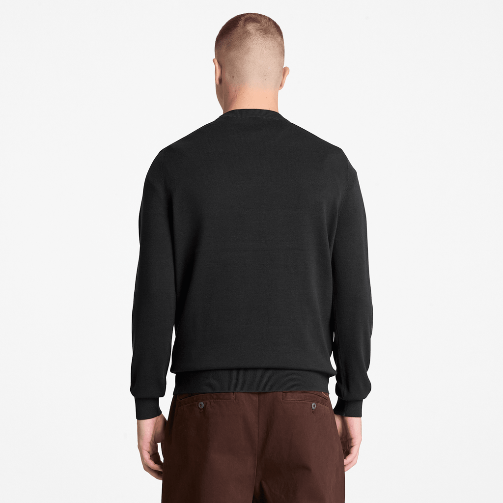 Mens Oyster River Cotton Crewneck Sweater TBL Black ALT8