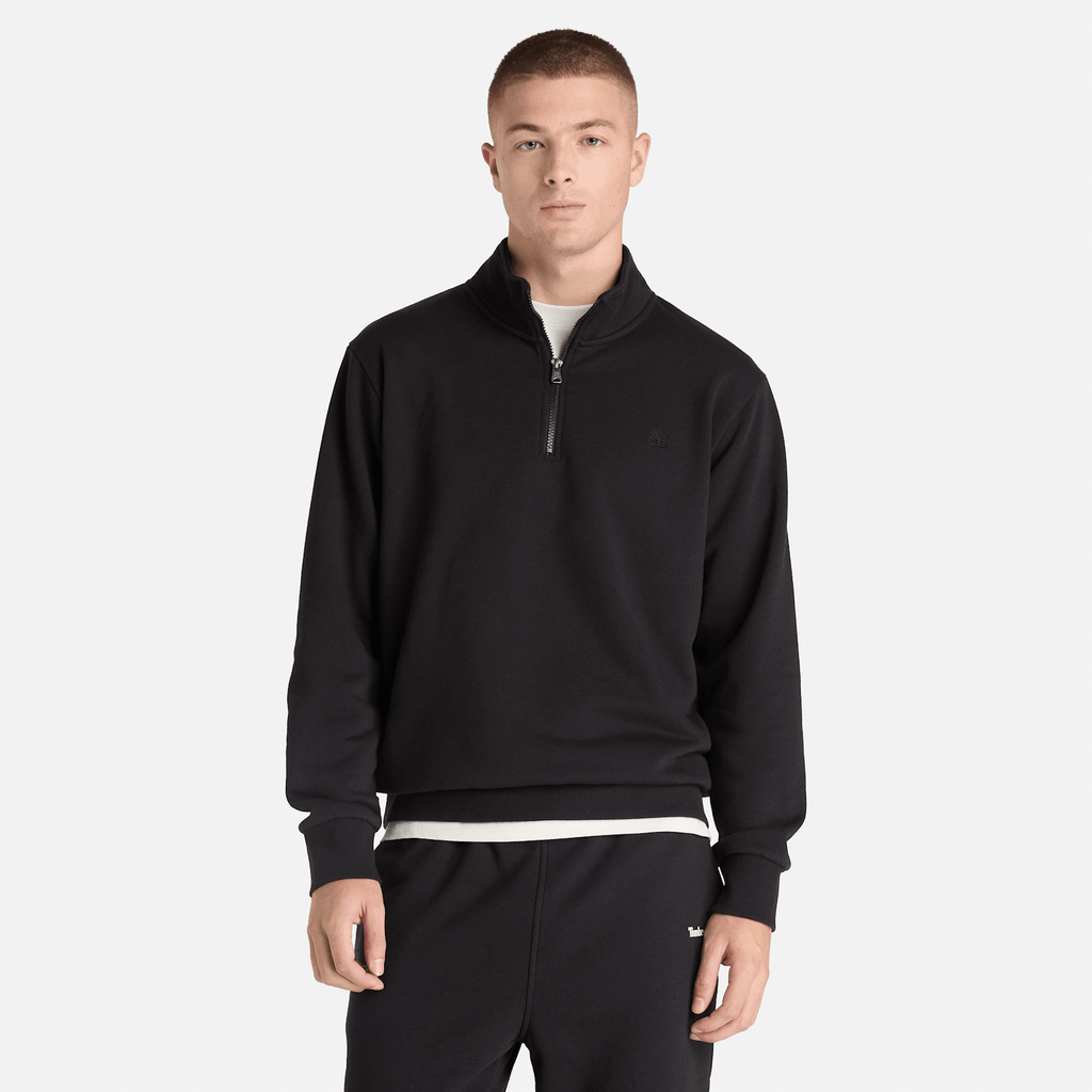Mens Oyster River QuarterZip Sweatshirt TBL Black ALT1