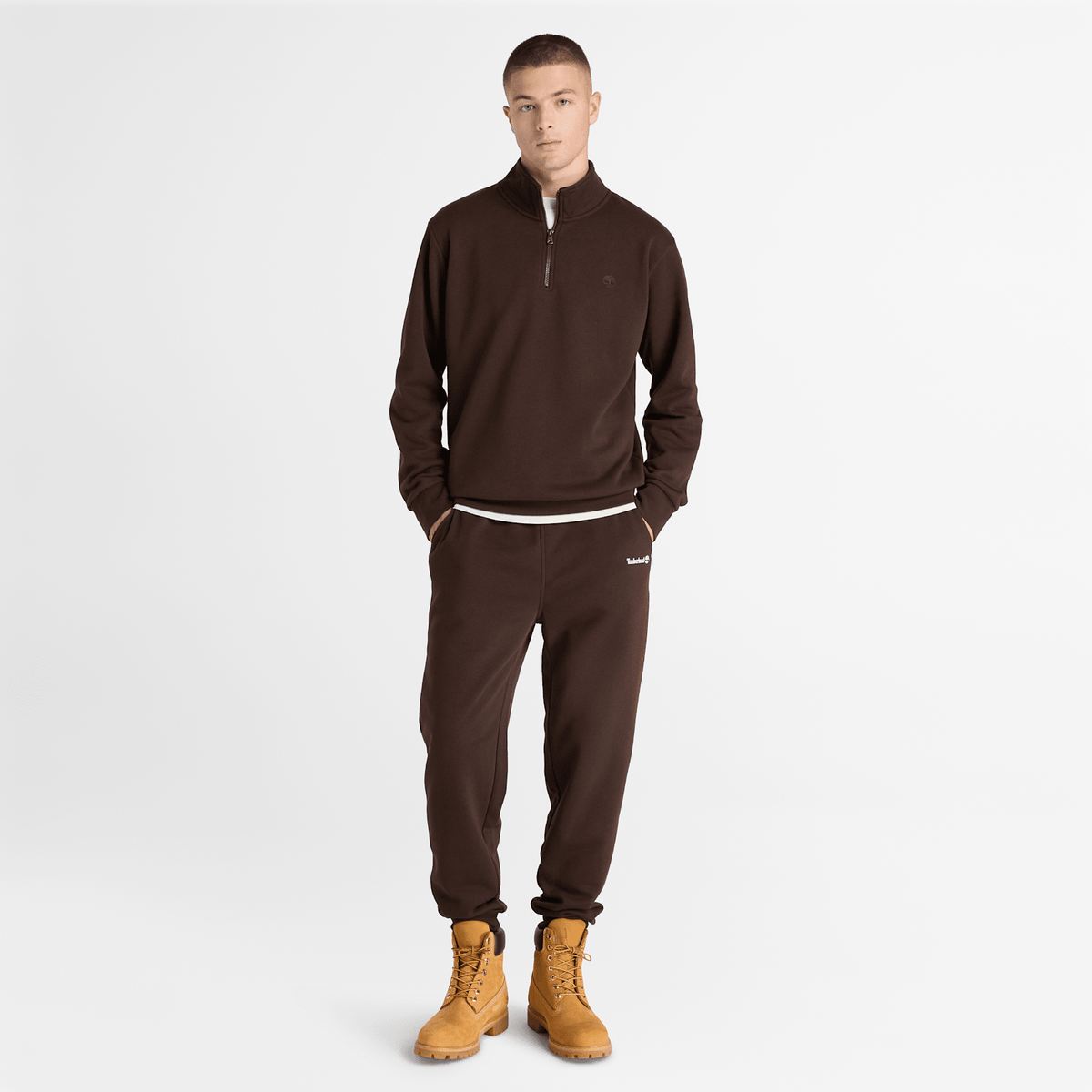 Mens Oyster River QuarterZip Sweatshirt TBL Dark Brown ALT2