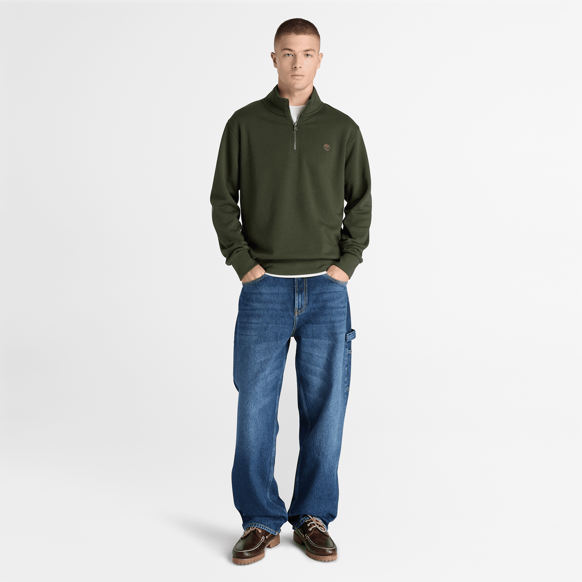 Mens Oyster River QuarterZip Sweatshirt TBL Dark Green ALT2