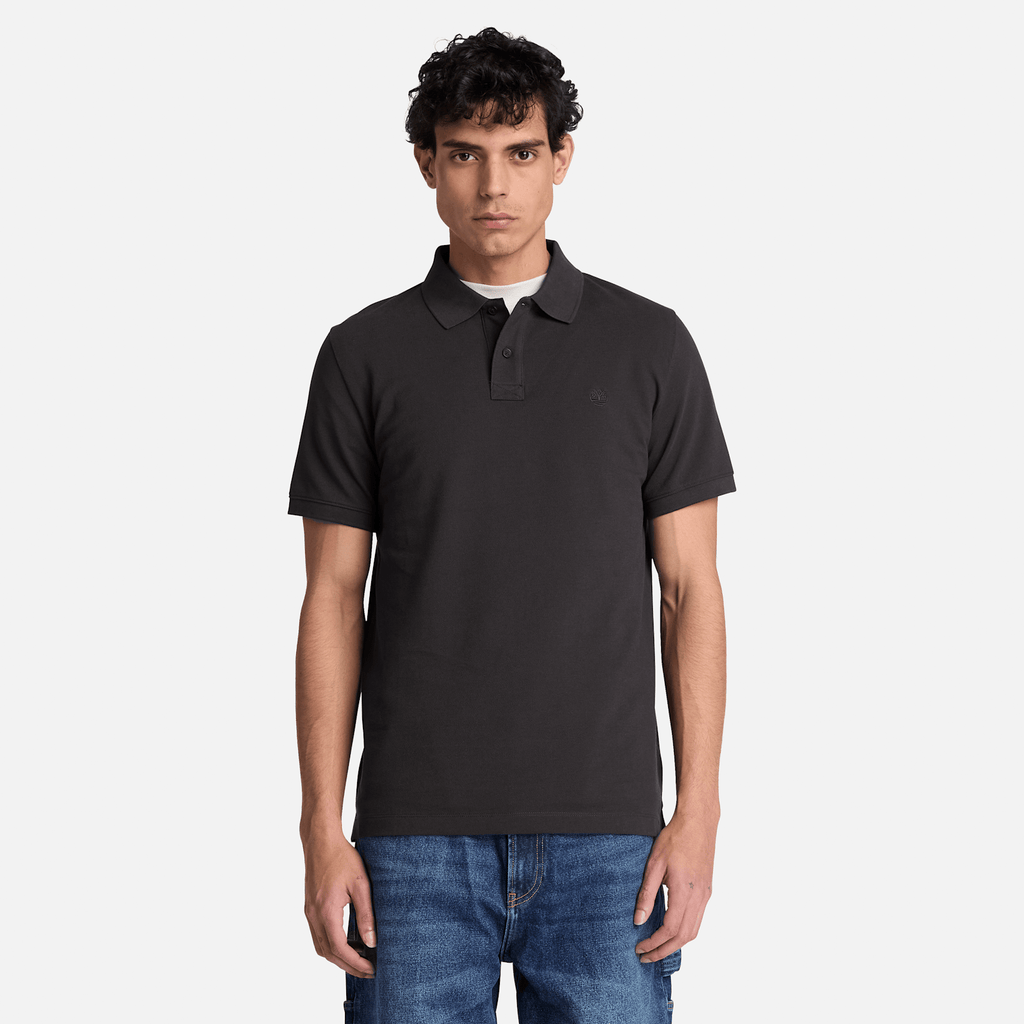 Mens Oyster River Regular ShortSleeve Polo TBL Black ALT1