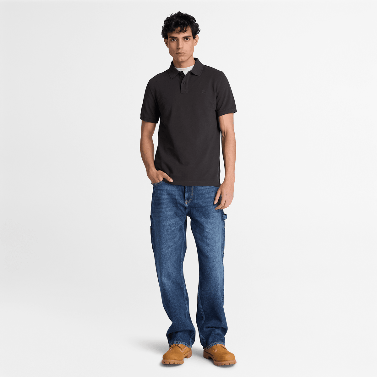 Mens Oyster River Regular ShortSleeve Polo TBL Black ALT2