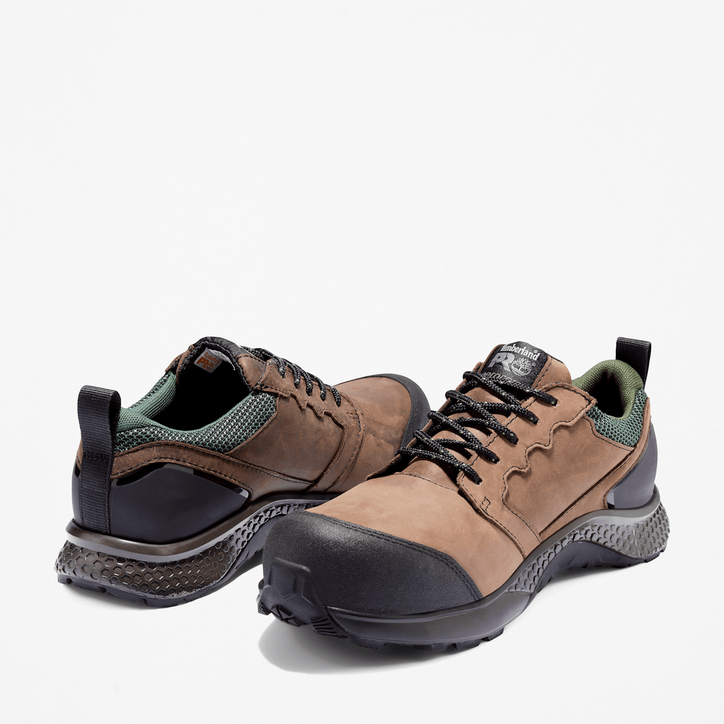 Mens Reaxion Composite Toe Waterproof Work Sneaker TBL BrownGreen ALT5