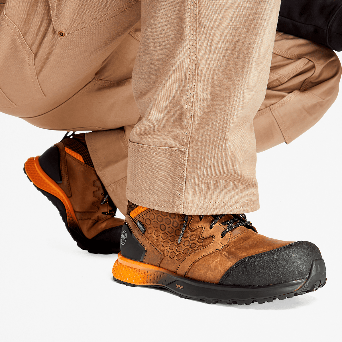 Mens Reaxion Composite Toe Waterproof Work Sneaker TBL BrownOrange ALT9