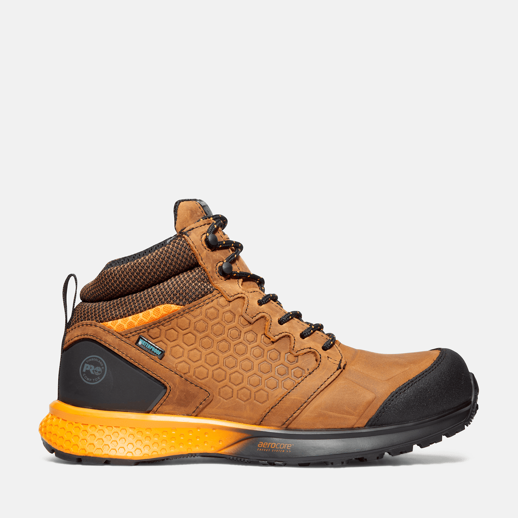 Mens Reaxion Composite Toe Waterproof Work Sneaker TBL BrownOrange HERO
