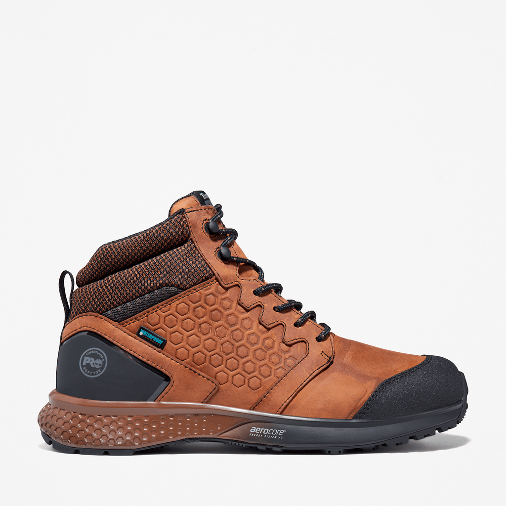 Mens Reaxion Waterproof Work Sneaker TBL Brown HERO