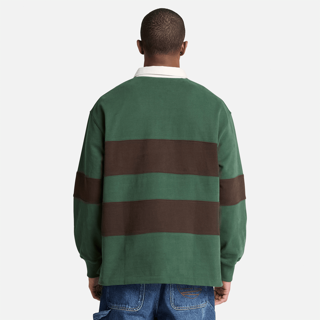 Mens Rugby Polo Sweatshirt TBL GreenBrown Stripe ALT8