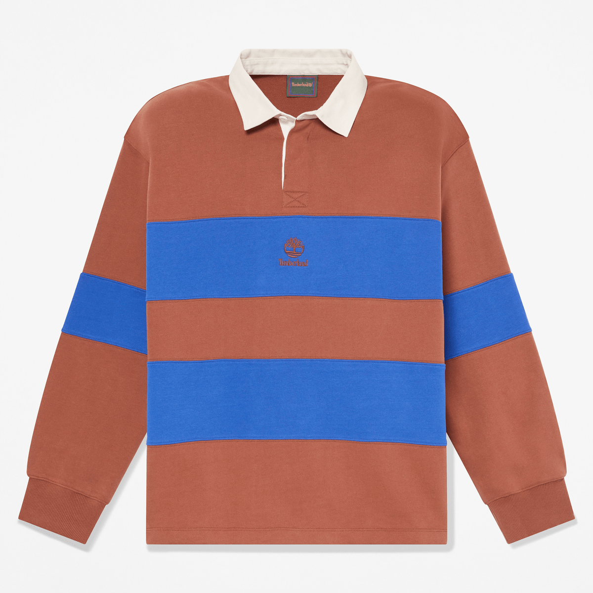 Mens Rugby Polo Sweatshirt TBL BrownBlue Stripe HERO