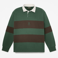 Mens Rugby Polo Sweatshirt TBL GreenBrown Stripe HERO