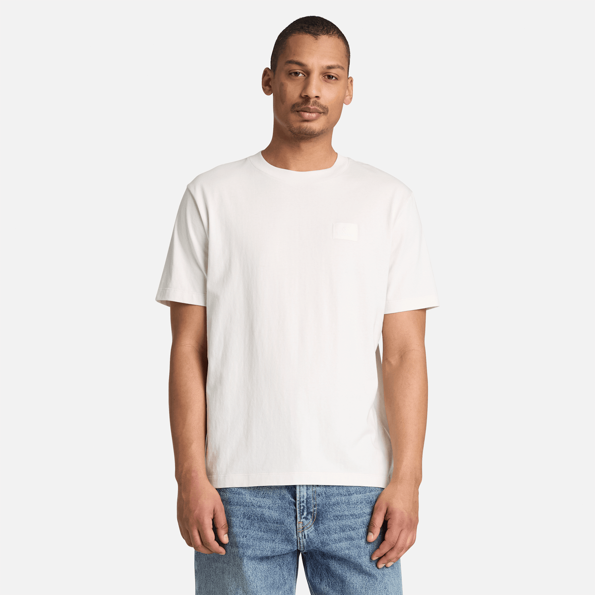 Mens Silicon Badge ShortSleeve TShirt TBL Vintage White ALT1