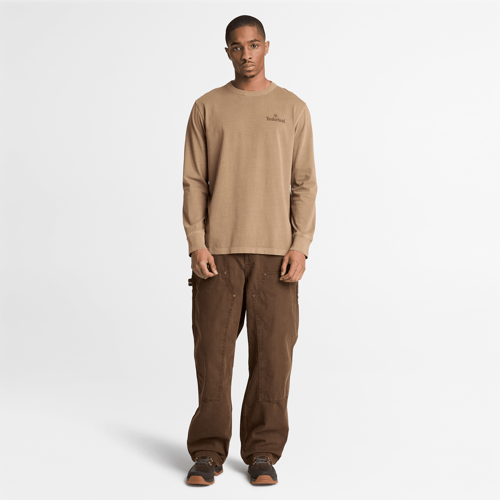 Mens South Cabot Garment Dye LongSleeve TShirt TBL Medium Brown Wash ALT2