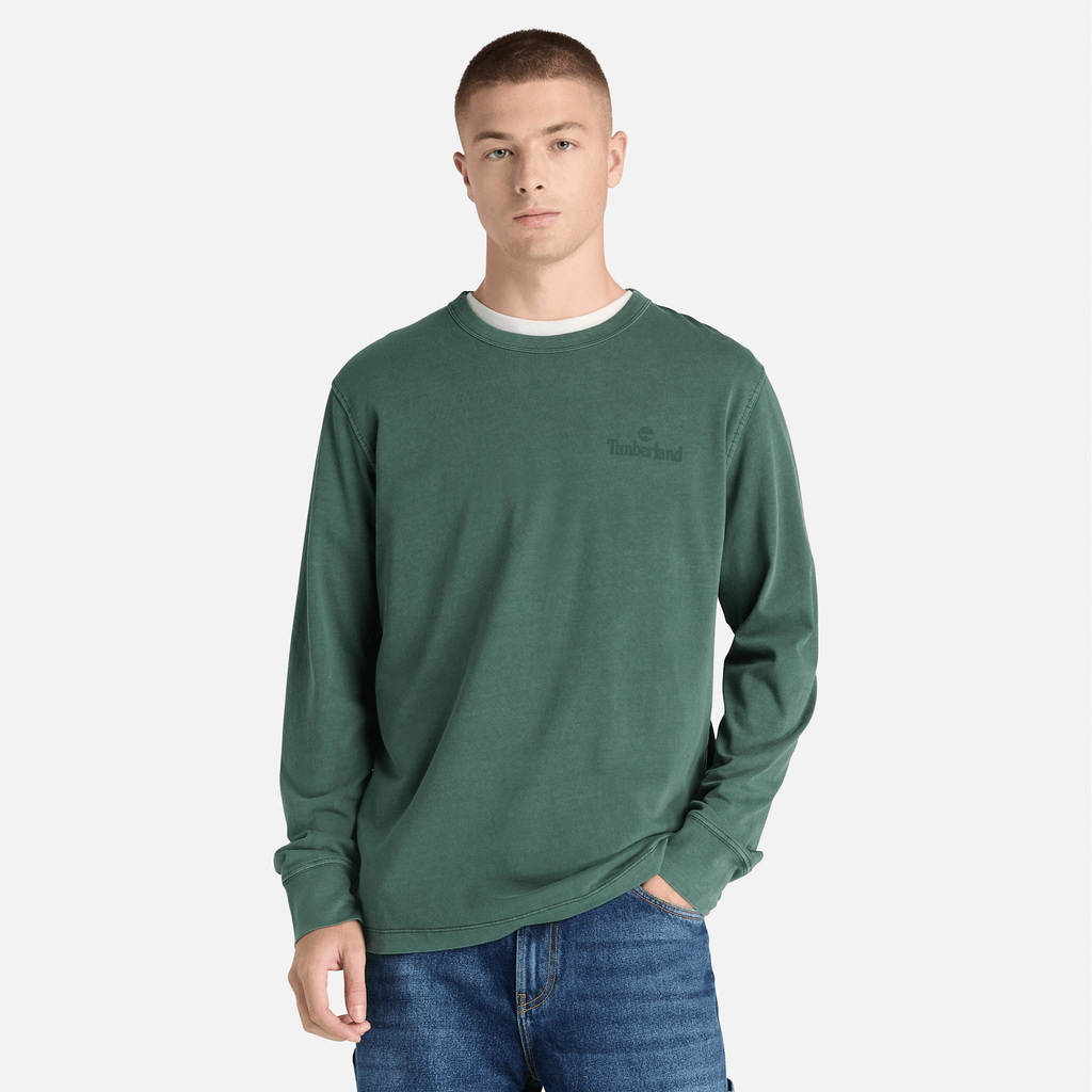 Mens South Cabot Garment Dye LongSleeve TShirt TBL Dark Teal Wash ALT1