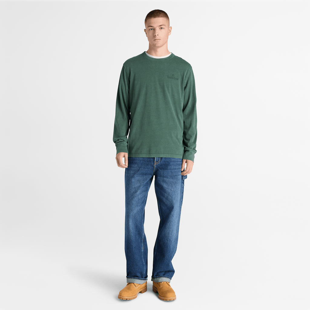 Mens South Cabot Garment Dye LongSleeve TShirt TBL Dark Teal Wash ALT2