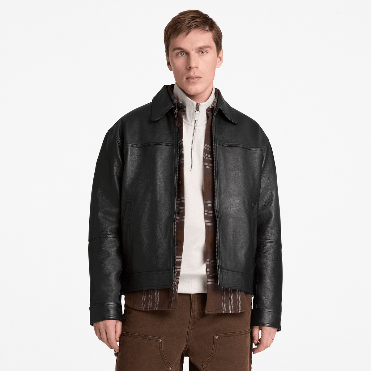 Mens Stratham Leather Bomber TBL Black ALT1