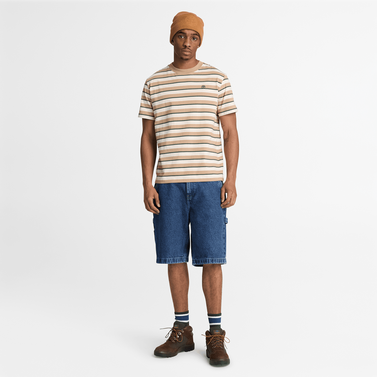 Mens Stripe ShortSleeve TShirt TBL Earth Brown ALT2