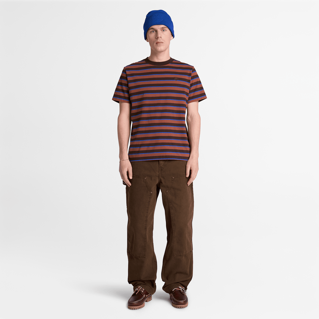 Mens Stripe ShortSleeve TShirt TBL Dark Brown ALT2
