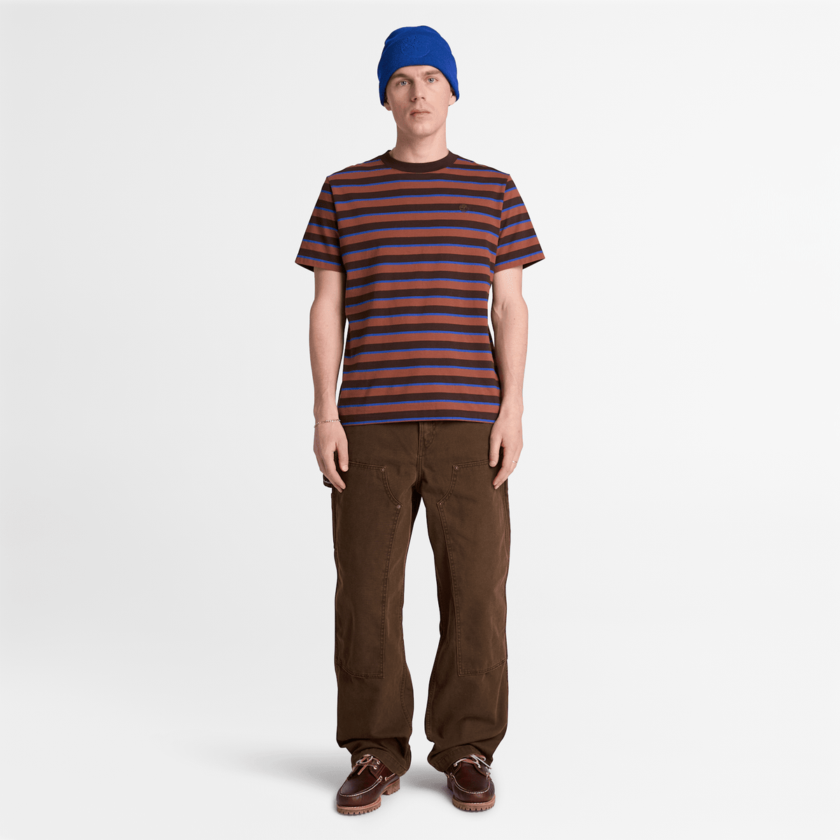 Mens Stripe ShortSleeve TShirt TBL Dark Brown ALT2