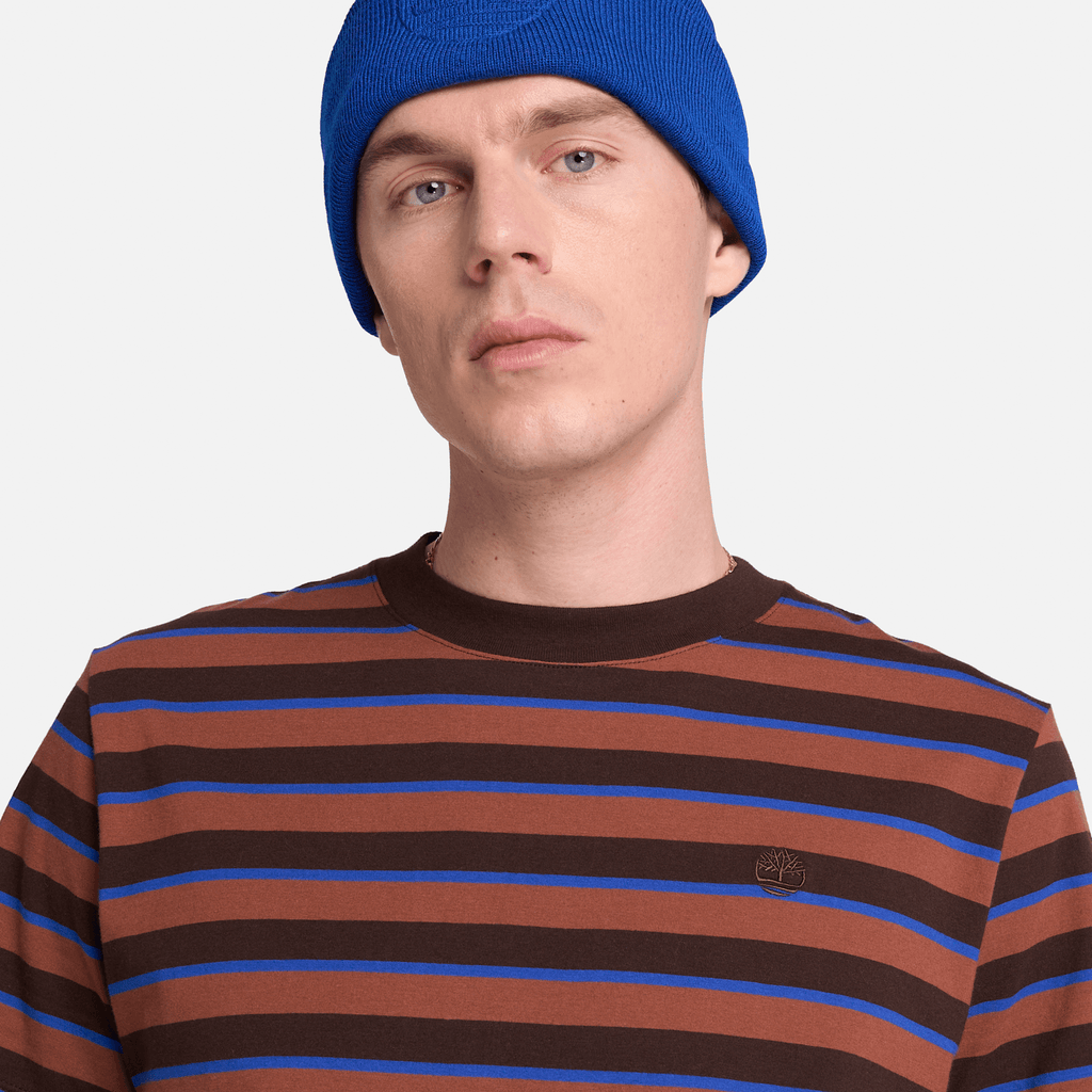 Mens Stripe ShortSleeve TShirt TBL Dark Brown ALT3