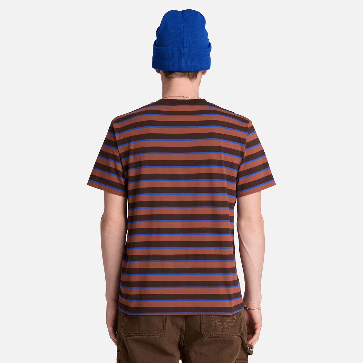 Mens Stripe ShortSleeve TShirt TBL Dark Brown ALT8