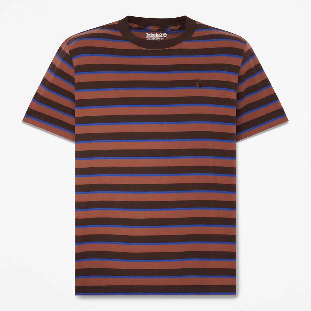 Mens Stripe ShortSleeve TShirt TBL Dark Brown HERO