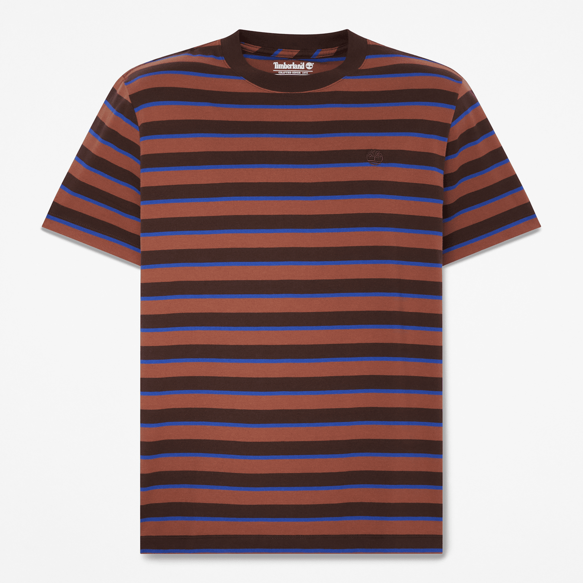 Mens Stripe ShortSleeve TShirt TBL Dark Brown HERO