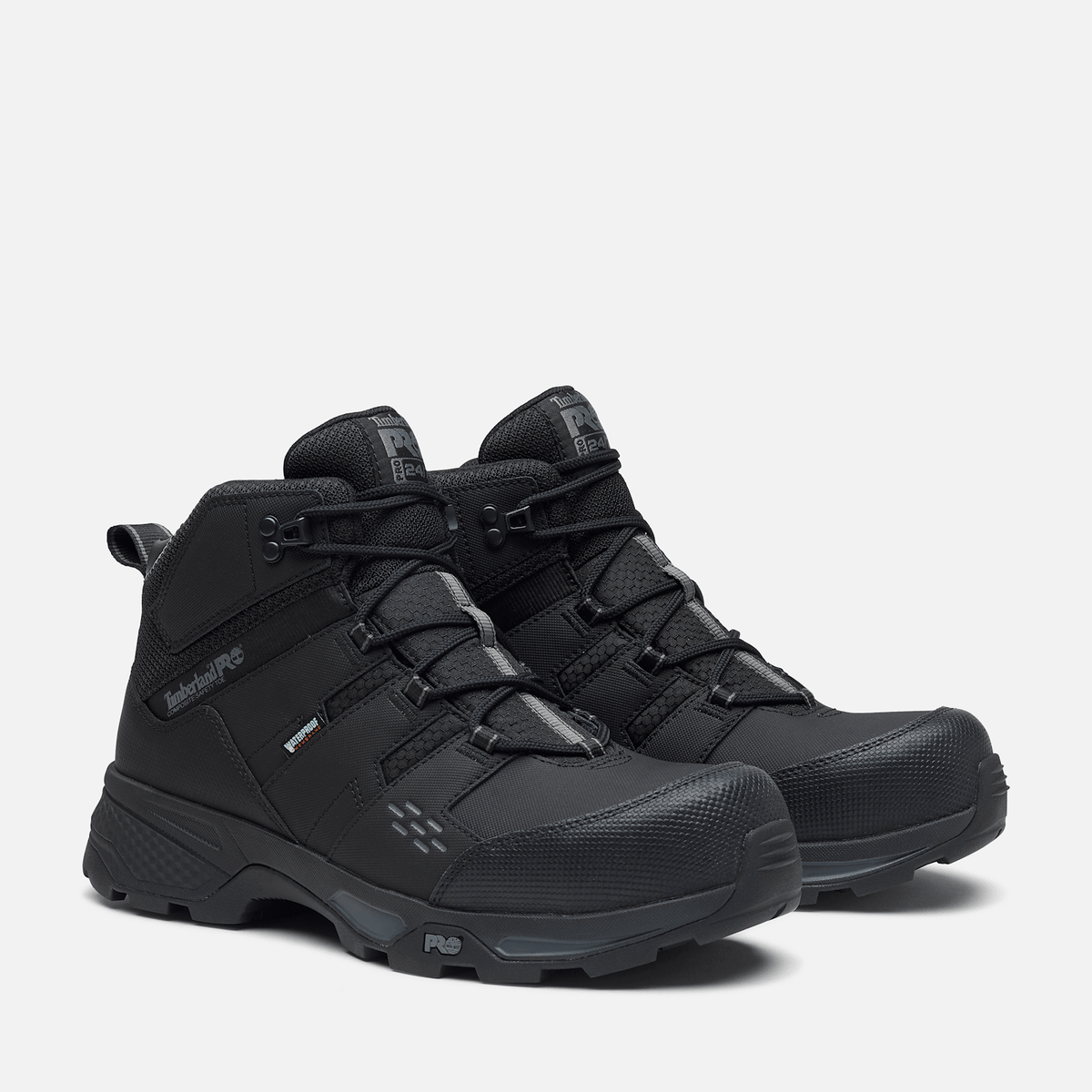 Mens Switchback CompToe Waterproof Work Boot TBL Black FullGrainGrey ALT4