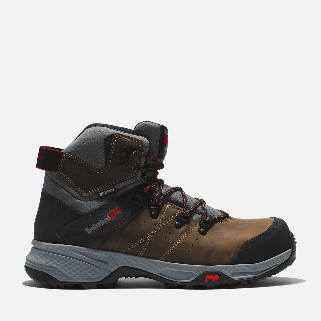 Mens Switchback Composite Toe Waterproof Work Boot TBL Turkish Coffee BrownRed HERO