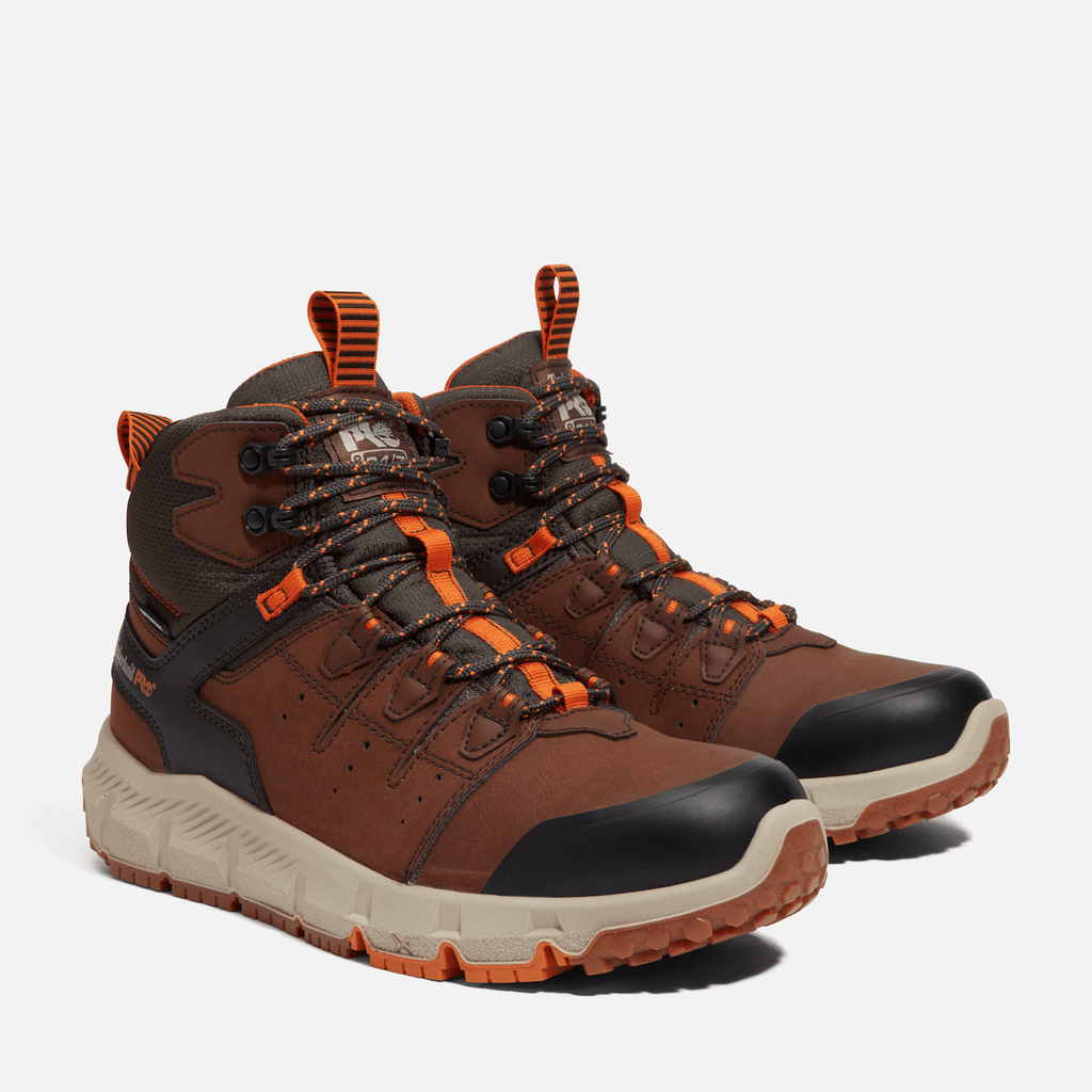 Mens Tempe 6 Soft Toe Waterproof Work Boot TBL Medium Brown Leather ALT4