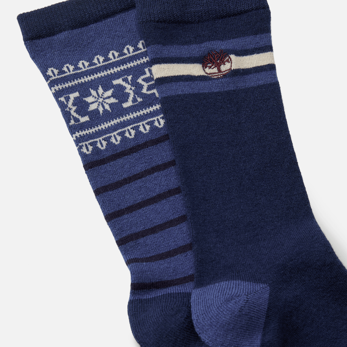 Mens Timberland 2Pack Fair Isle Crew Sock TBL Navy Heather ALT1