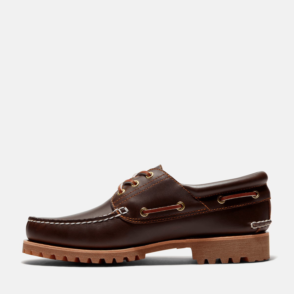 Mens Timberland Authentic 3Eye Lug Handsewn Boat Shoe TBL Brown ALT6