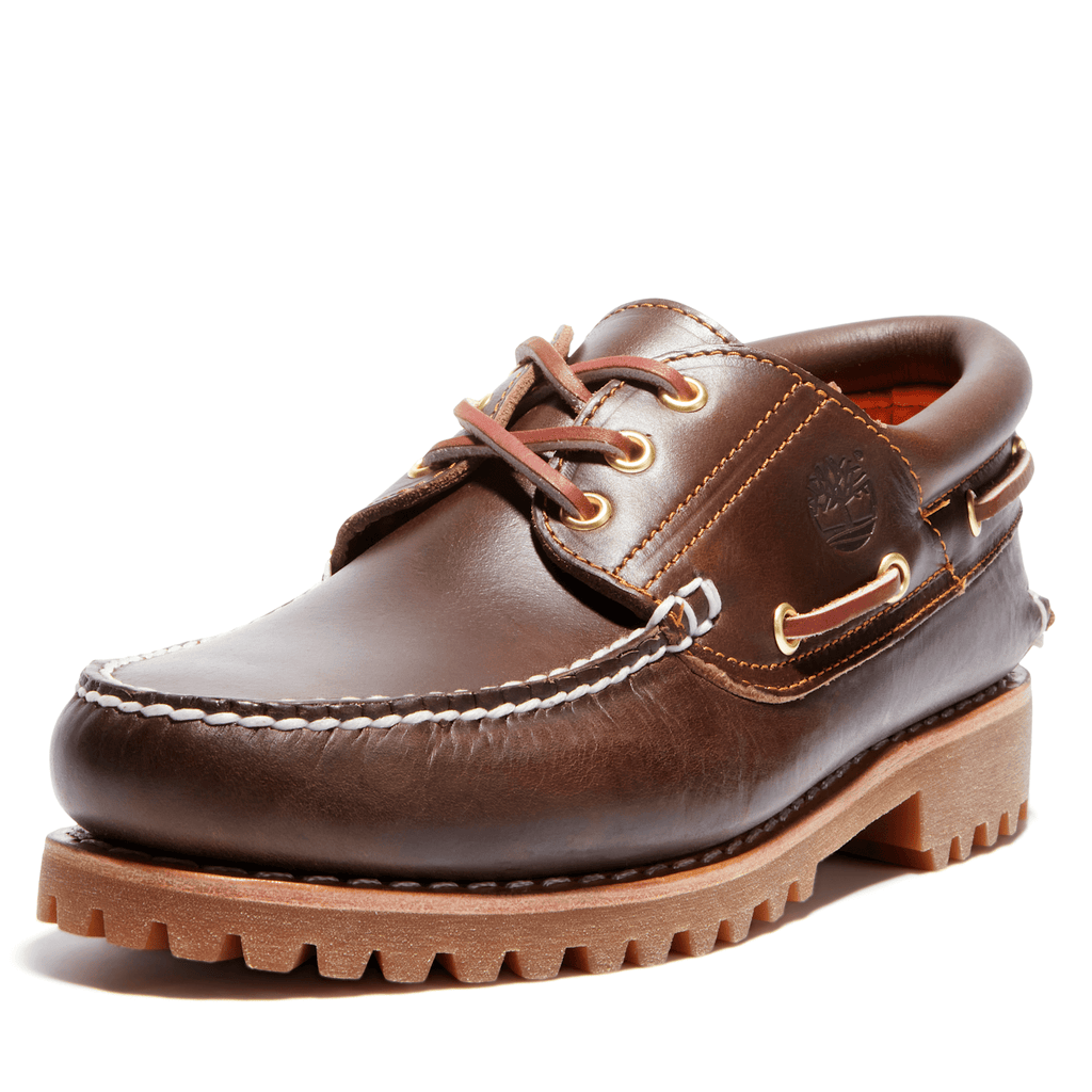 Mens Timberland Authentic 3Eye Lug Handsewn Boat Shoe TBL Brown ALT8
