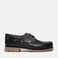 Mens Timberland Authentic 3Eye Lug Handsewn Boat Shoe TBL Black FullGrain HERO