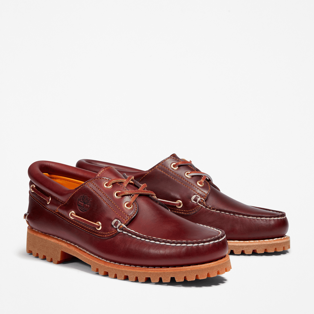Mens Timberland Authentic 3Eye Lug Handsewn Boat Shoe TBL Burgundy ALT4
