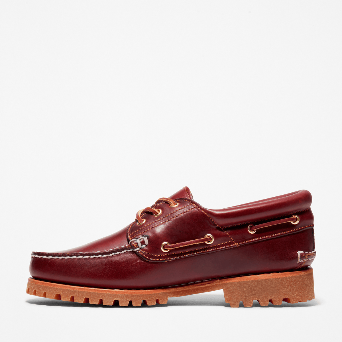 Mens Timberland Authentic 3Eye Lug Handsewn Boat Shoe TBL Burgundy ALT6