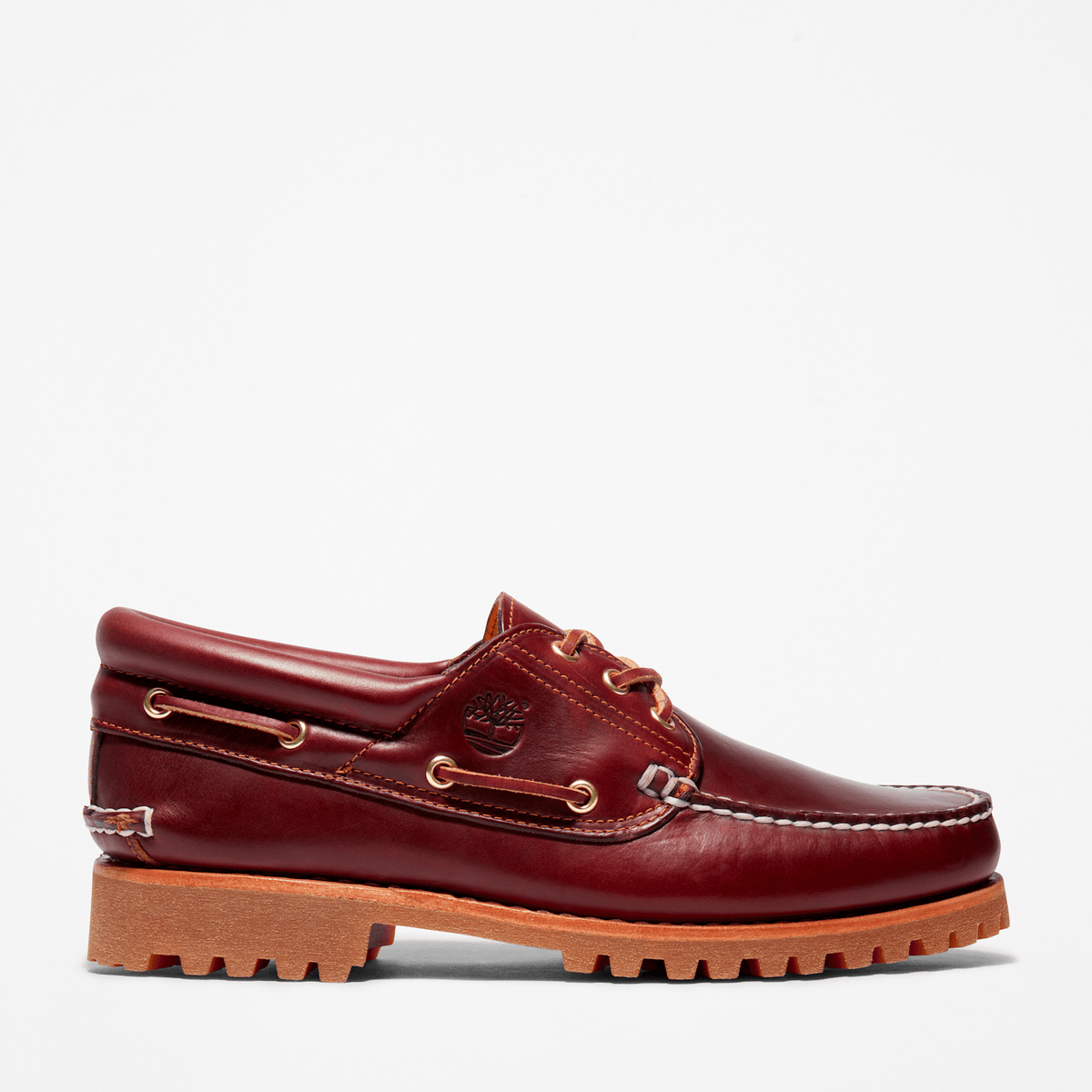 Mens Timberland Authentic 3Eye Lug Handsewn Boat Shoe TBL Burgundy HERO