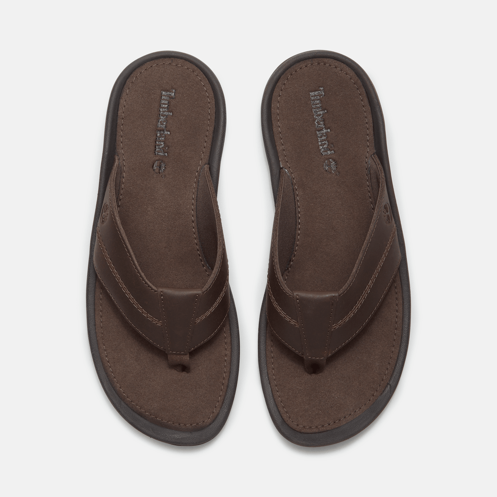Mens Timberland Originals Slide Sandal TBL Dark Brown Leather ALT2