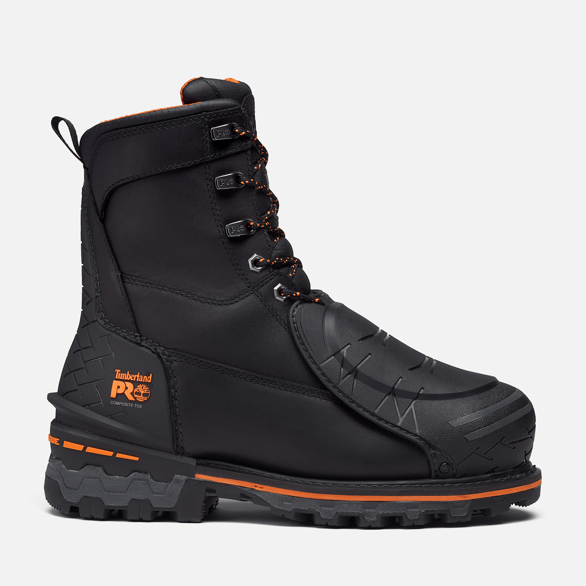 Mens Timberland PRO 8 Boondock Work Boot TBL Black FullGrainOrange HERO