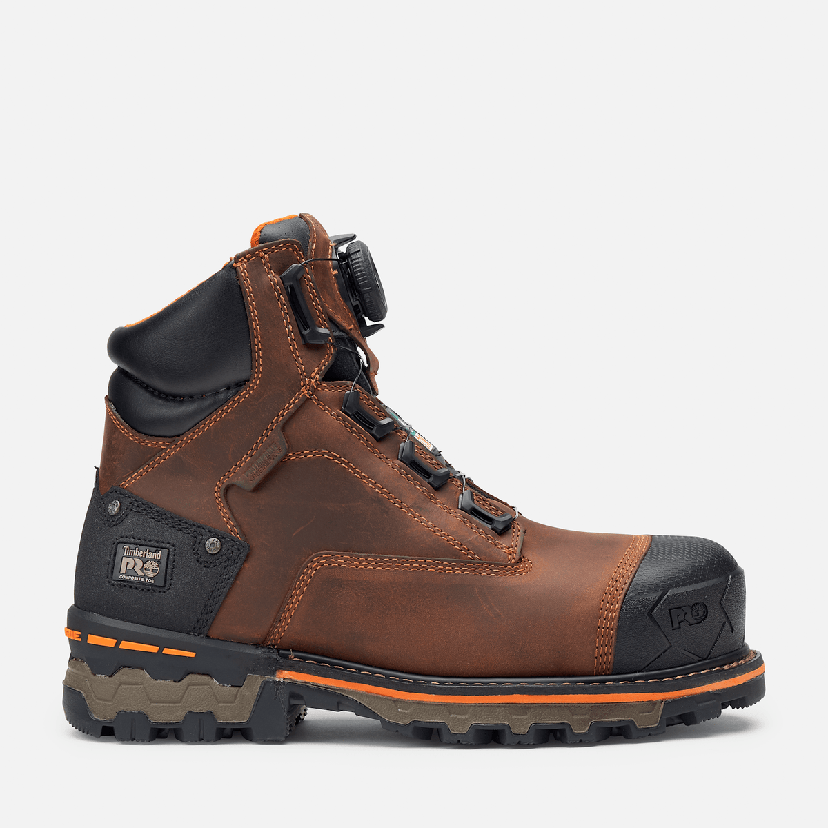 Mens Timberland PRO BOA Boondock 6 Composite Toe Work Boot TBL Medium Brown FullGrain HERO
