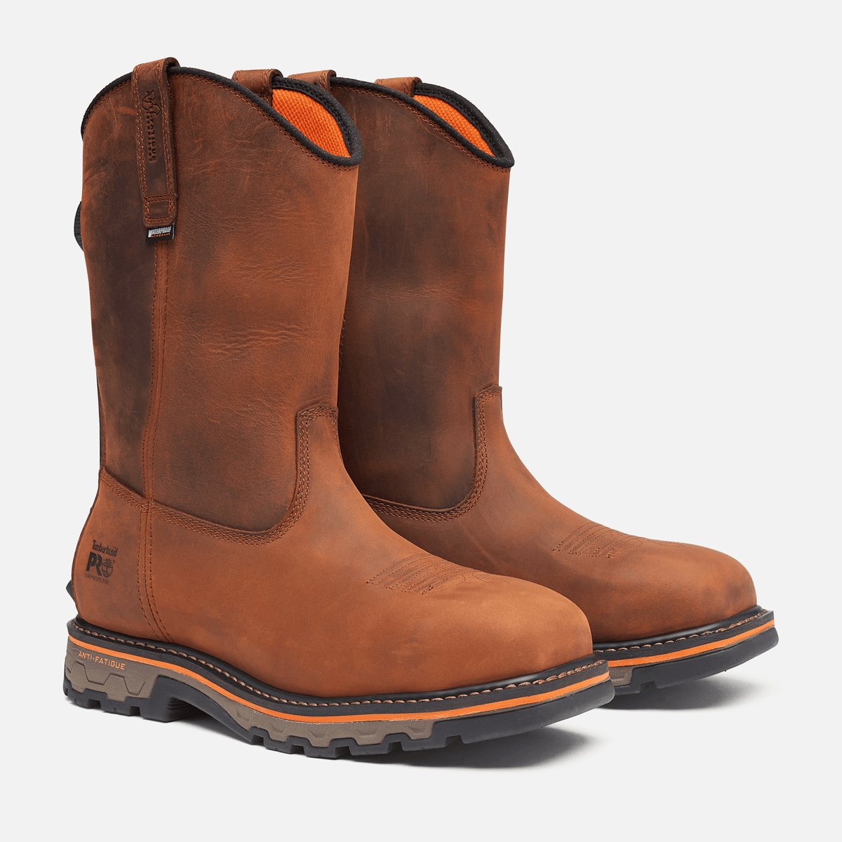 Mens Timberland PRO BOA True Grit PullOn Work Boot TBL Medium Brown FullGrain ALT4