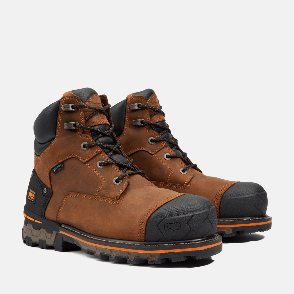 Mens Timberland PRO Boondock 6 Waterproof CompToe Work Boot TBL Brown ALT4