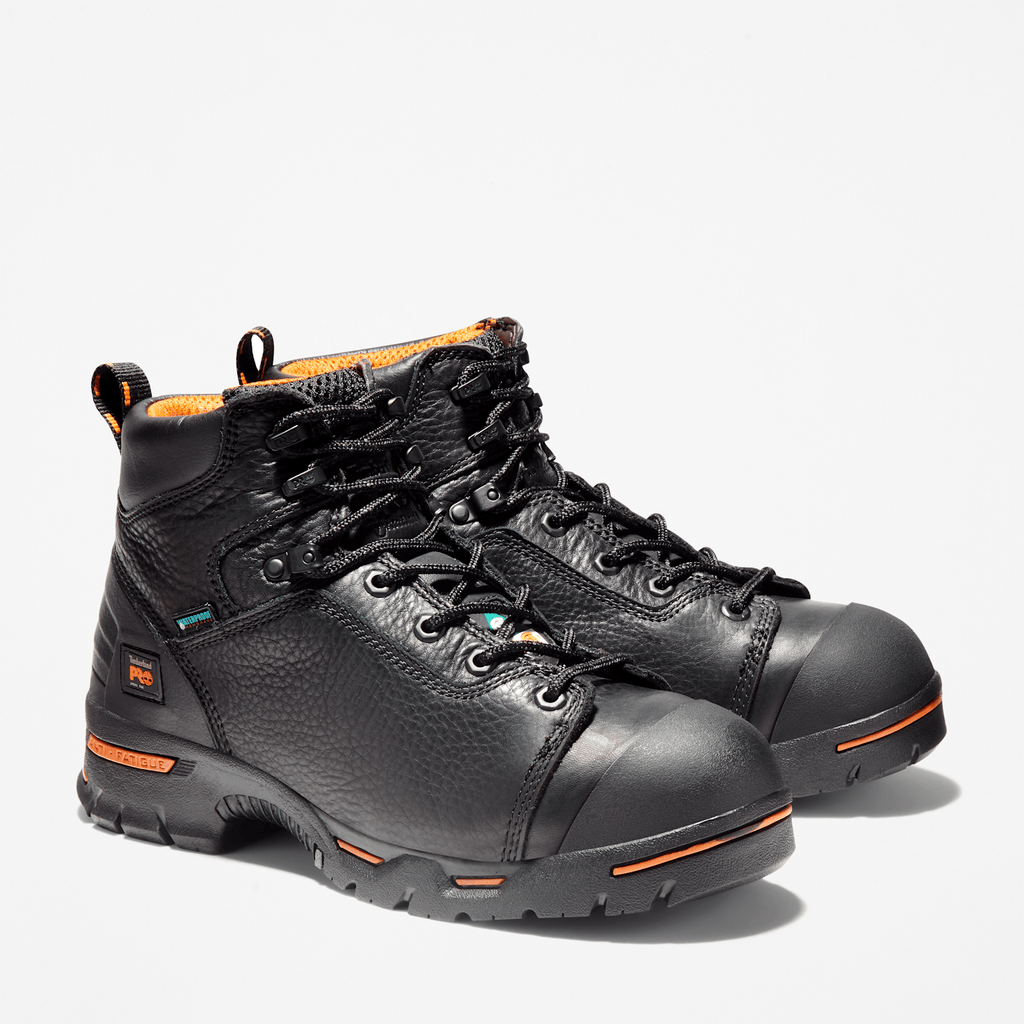 Mens Timberland PRO Endurance 6 Steel Toe Waterproof Work Boot TBL Black ALT4