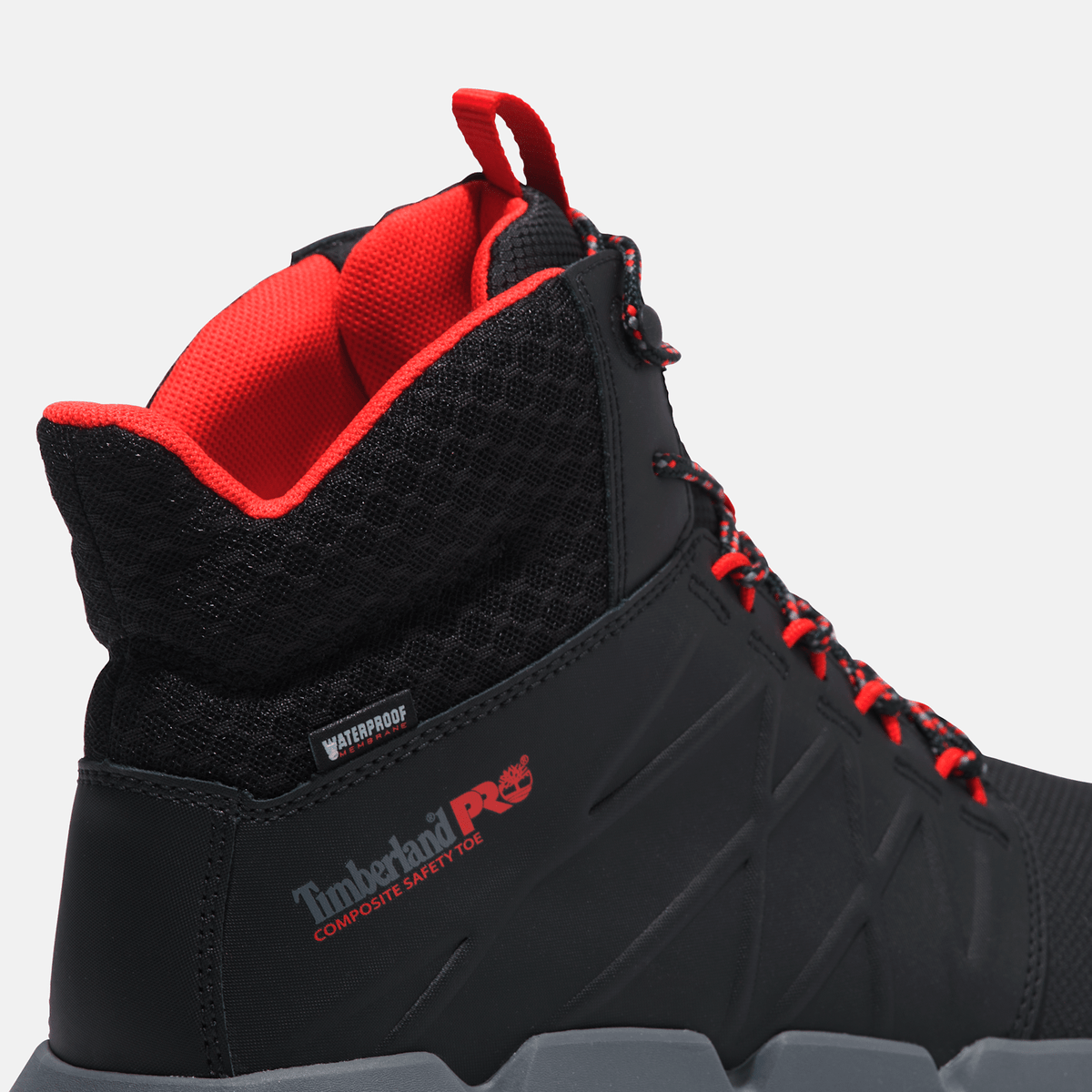 Mens Timberland PRO Morphix Outdoor 6 Waterproof CompToe Work Boot TBL BlackRed ALT7