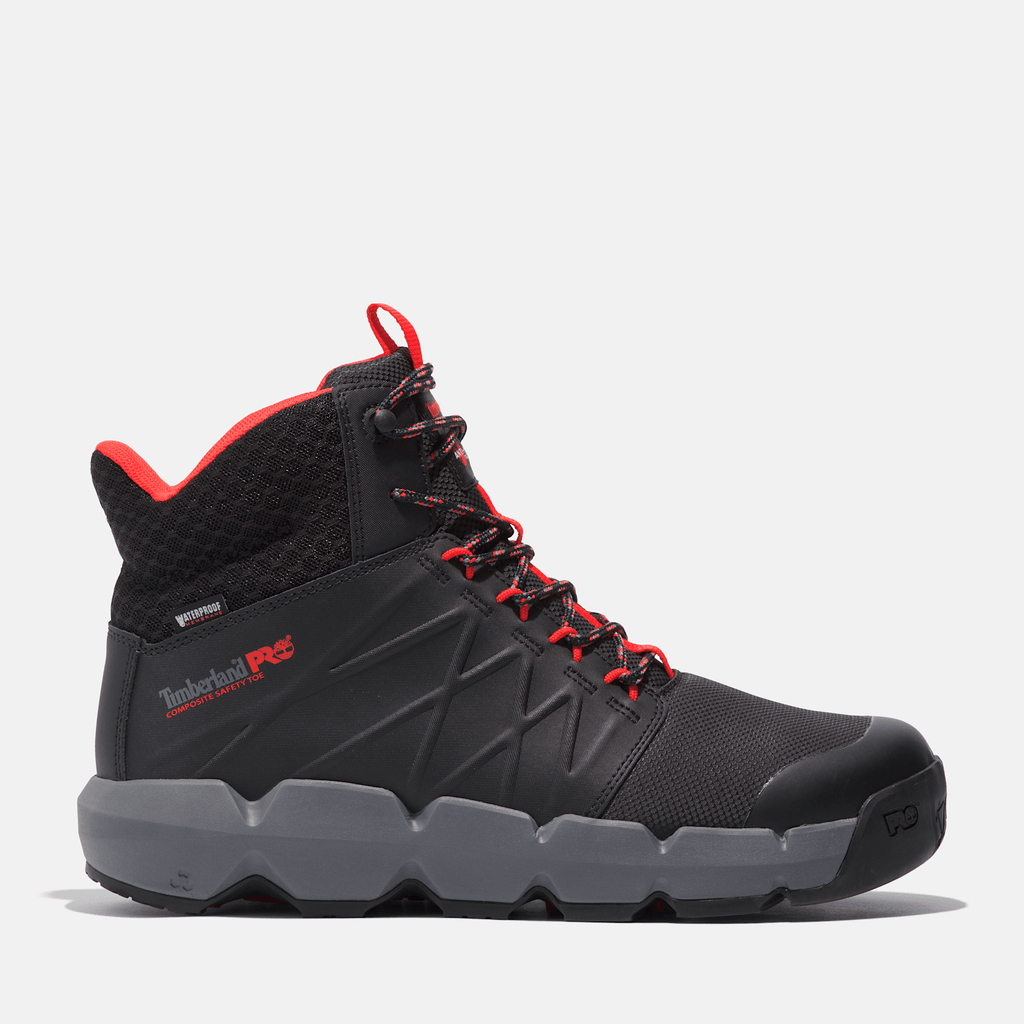 Mens Timberland PRO Morphix Outdoor 6 Waterproof CompToe Work Boot TBL BlackRed HERO