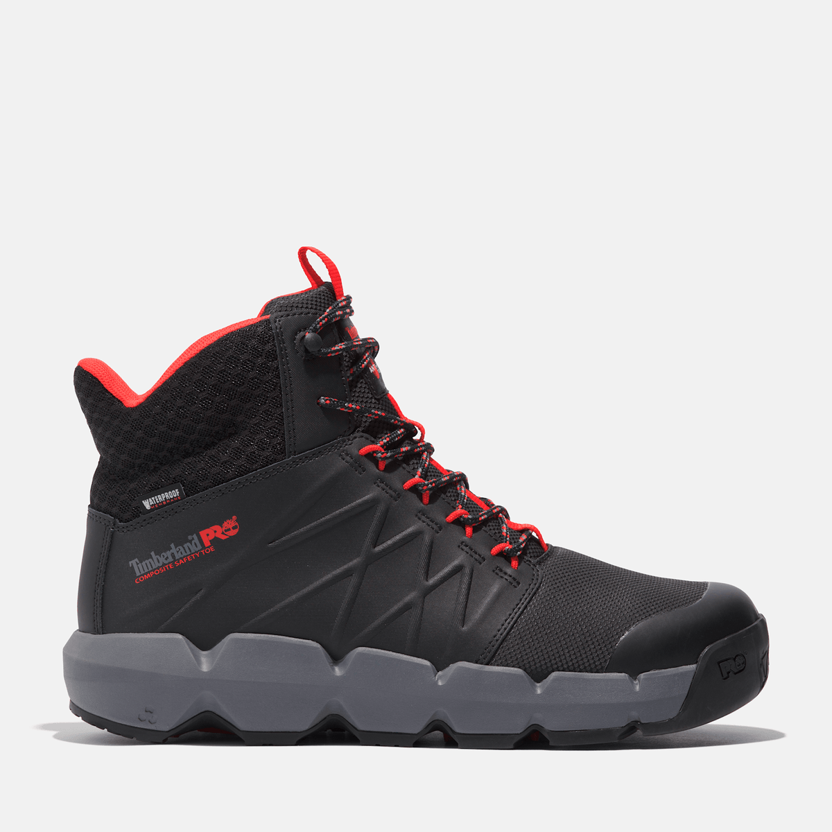 Mens Timberland PRO Morphix Outdoor 6 Waterproof CompToe Work Boot TBL BlackRed HERO