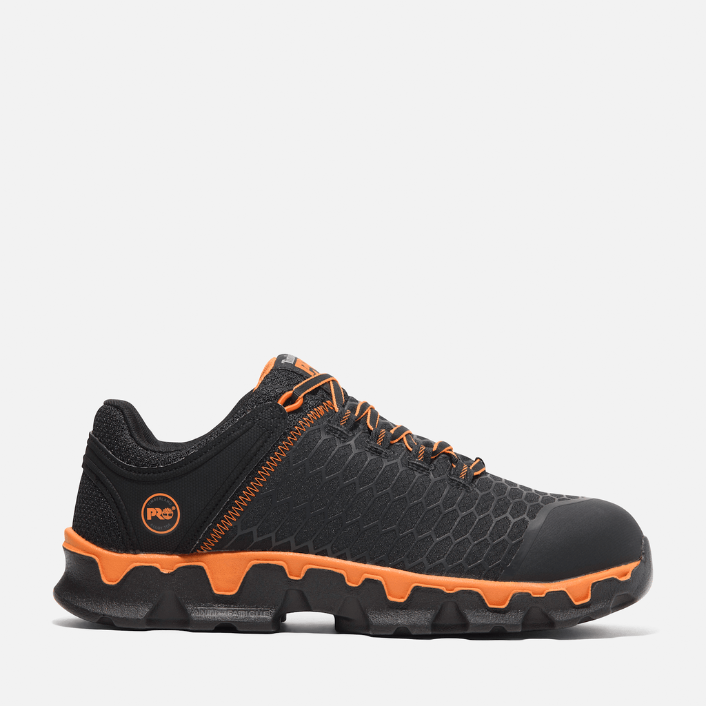 Mens Timberland PRO Powertrain Sport Alloy Toe Work Sneaker TBL BlackOrange HERO